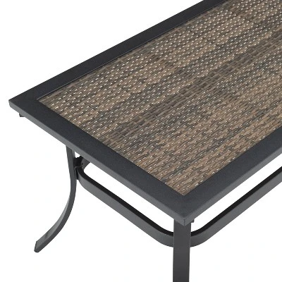 Dahlia Outdoor Tempered Glass Rectangular Coffee Table Matte Black/Brown - Crosley 5 Dahlia Outdoor Tempered Glass Rectangular Coffee Table Matte Black/Brown - Crosley - Image 5