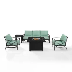 Kaplan 5pc Outdoor Sofa Set With Fire Table - Mist - Crosley -Crosley Sales Store GUEST db6869d5 1917 4e02 b2b5 1f6080b11581