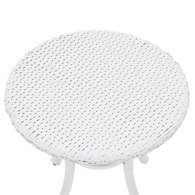 Crosley Palm Harbor Outdoor Wicker Round Side Table In White 2 Crosley Palm Harbor Outdoor Wicker Round Side Table In White - Image 2