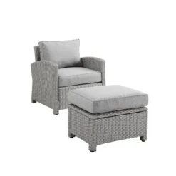 Bradenton 2pc Outdoor Wicker Arm Chair & Ottoman Set - Crosley -Crosley Sales Store GUEST de77ea8f 181a 4420 9995 d31e7e4888e7