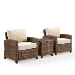 Bradenton 3pc Outdoor Wicker Seating Set With Two Chairs & Side Table Sand - Crosley -Crosley Sales Store GUEST dee150ab 8a20 4466 8ace 73f333944cd5