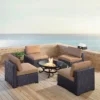 Biscayne 5pc Outdoor Wicker Conversation Set With 4 Armless Chairs & Fire Pit - Mocha - Crosley
