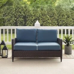 Kiawah Outdoor Wicker Loveseat Blue - Crosley 11 Kiawah Outdoor Wicker Loveseat Blue - Crosley -Crosley Sales Store GUEST dfc6c819 a873 458a b89f 158fcaeaecaf