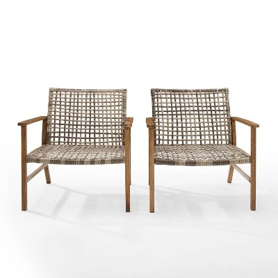 Ridley 2pk Outdoor Wicker & Metal Arm Chairs - Gray - Crosley 5 Ridley 2pk Outdoor Wicker & Metal Arm Chairs - Gray - Crosley - Image 5