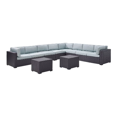 Biscayne 7pc Outdoor Wicker Sectional Set With 2 Coffee Tables - Sangria - Crosley 2 Biscayne 7pc Outdoor Wicker Sectional Set With 2 Coffee Tables - Sangria - Crosley - Image 2