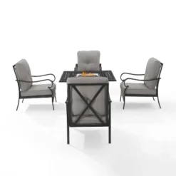 5pc Dahlia Outdoor Steel Fire Pit Set Taupe/Matte Black - Crosley -Crosley Sales Store GUEST e1a47703 6c0c 46d1 9136 6261caf674ef