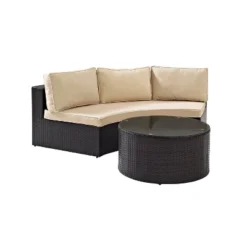 Catalina 2pc Outdoor Wicker Sectional Set - Sand - Crosley -Crosley Sales Store GUEST e2e22843 7bf1 4115 b438 395656cb80f8