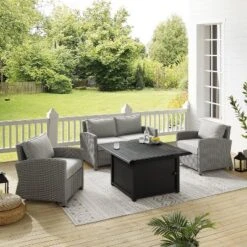 Bradenton 4pc Wicker Seating Set With Fire Table - Crosley 23 Bradenton 4pc Wicker Seating Set With Fire Table - Crosley -Crosley Sales Store GUEST e39a96cf c9ab 43f2 9c71 14a2a46a86f0