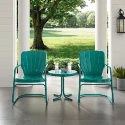 Ridgeland 3pc Outdoor Seating Set - Turquoise - Crosley