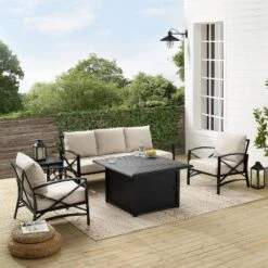 Kaplan 5pc Outdoor Sofa Set With Fire Table - Oatmeal - Crosley -Crosley Sales Store GUEST e4fbbfe2 ffb4 4724 b874 5b5a3ae6bf0a