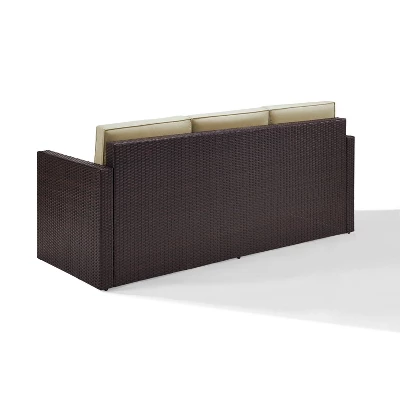 Palm Harbor Outdoor Wicker Sofa In Brown With Sand Cushions - Crosley 5 Palm Harbor Outdoor Wicker Sofa In Brown With Sand Cushions - Crosley - Image 5