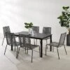 Fenton 7pc Outdoor Wicker/Metal Dining Set - Gray/Matte Black - Crosley