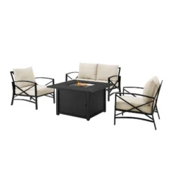 Kaplan 4pc Outdoor Conversation Set With Dante Fire Table - Oatmeal - Crosley -Crosley Sales Store GUEST e56fdbe0 1c6c 4574 9f55 9d99aeaa51e4