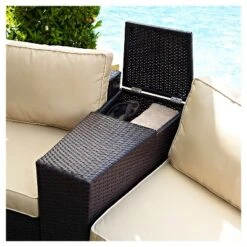 Catalina Outdoor Wicker Arm Table - Brown - Crosley -Crosley Sales Store GUEST e867684a ae49 44d3 9c4c 3e81ca2f02c9