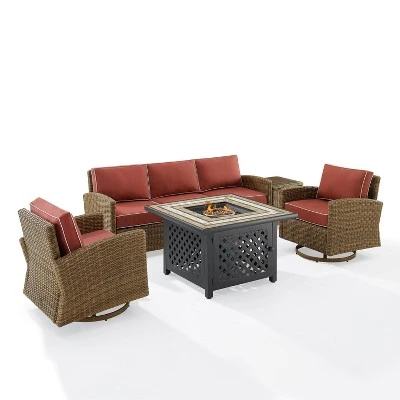 Crosley 5pc Bradenton Swivel Steel Outdoor Patio Fire Pit Furniture Set With Sunbrella 20 Crosley 5pc Bradenton Swivel Steel Outdoor Patio Fire Pit Furniture Set With Sunbrella - Image 20