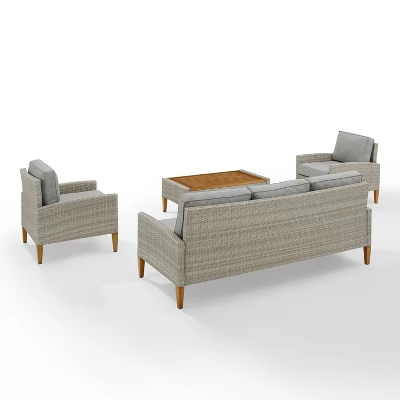 Capella Outdoor Wicker 4 Pc Sofa With Two Chairs And Coffee Table Set Gray/Acorn - Crosley 2 Capella Outdoor Wicker 4 Pc Sofa With Two Chairs And Coffee Table Set Gray/Acorn - Crosley - Image 2