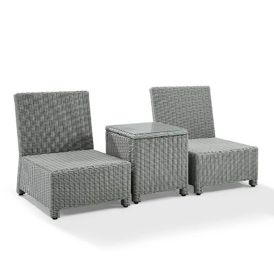 Bradenton 3pc Wicker Armless Chairs With Side Table - Crosley 3 Bradenton 3pc Wicker Armless Chairs With Side Table - Crosley - Image 3