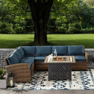 Bradenton 5pc Outdoor Wicker Sectional Set With Fire Table - Crosley 1 Bradenton 5pc Outdoor Wicker Sectional Set With Fire Table - Crosley