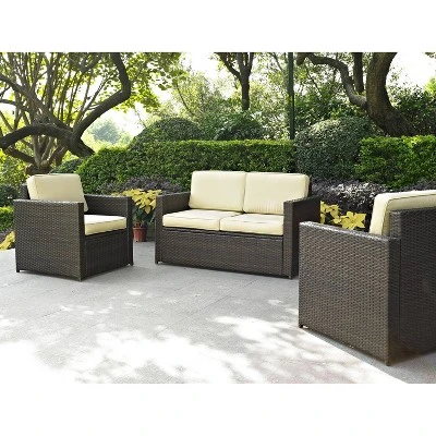 Palm Harbor 3pc All-Weather Wicker Patio Seating Set Sand - Crosley 3 Palm Harbor 3pc All-Weather Wicker Patio Seating Set Sand - Crosley - Image 3
