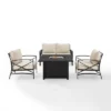 Kaplan 4pc Outdoor Conversation Set With Dante Fire Table - Oatmeal - Crosley
