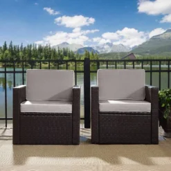 Palm Harbor 3pc All-Weather Wicker Patio Conversation Set Gray - Crosley 18 Palm Harbor 3pc All-Weather Wicker Patio Conversation Set Gray - Crosley -Crosley Sales Store GUEST ef4b8b7d 70d0 47cf 9cb3 cc2fca99de27