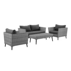 Richland 4pc Outdoor Wicker Conversation Set - Charcoal - Crosley -Crosley Sales Store GUEST f020747b aa03 4594 94f4 5ecc7d83b0b6