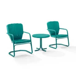 Ridgeland 3pc Outdoor Seating Set - Turquoise - Crosley -Crosley Sales Store GUEST f156efbf 2a81 4fda ae37 143cfc503da1
