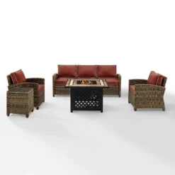 Bradenton 5pc Outdoor Wicker Conversation Set With Fire Table - Crosley 39 Bradenton 5pc Outdoor Wicker Conversation Set With Fire Table - Crosley -Crosley Sales Store GUEST f239f79d 0c60 4f27 bc57 0e5761d3a3d0