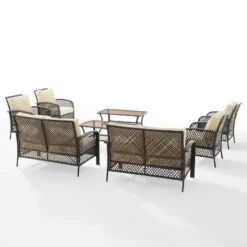 Tribeca 8pc Outdoor Wicker Conversation Set - Sand/Brown - Crosley -Crosley Sales Store GUEST f26a7b46 16a8 41ee b5ce d39b5d3acdf6