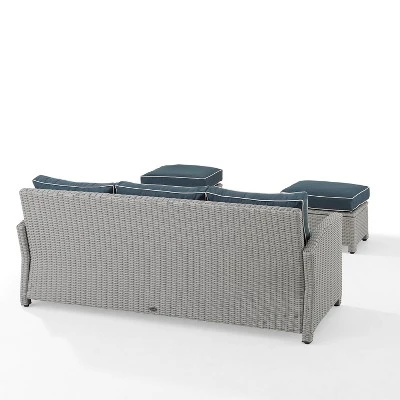 Bradenton 3pc Outdoor Wicker Sofa & 2 Ottoman Set - Navy/Gray - Crosley 7 Bradenton 3pc Outdoor Wicker Sofa & 2 Ottoman Set - Navy/Gray - Crosley - Image 7