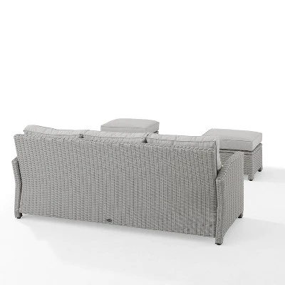 Bradenton 3pc Outdoor Wicker Sofa & 2 Ottoman Set - Gray/Gray - Crosley 7 Bradenton 3pc Outdoor Wicker Sofa & 2 Ottoman Set - Gray/Gray - Crosley - Image 7