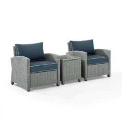 Bradenton 3pc Outdoor Wicker Arm Chairs With Side Table - Crosley -Crosley Sales Store GUEST f9caf2e6 0452 492b a3b2 74fb33d07084