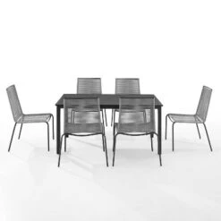 Fenton 7pc Outdoor Wicker/Metal Dining Set - Gray/Matte Black - Crosley -Crosley Sales Store GUEST fb4b44c0 9fc0 4c37 a067 073bf55b45bf