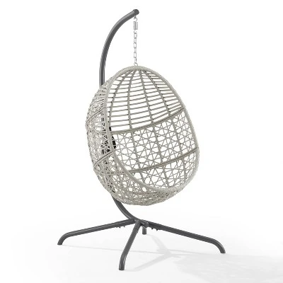Lorelei Indoor/Outdoor Wicker Hanging Egg Chair - Gray/Light Gray - Crosley 7 Lorelei Indoor/Outdoor Wicker Hanging Egg Chair - Gray/Light Gray - Crosley - Image 7