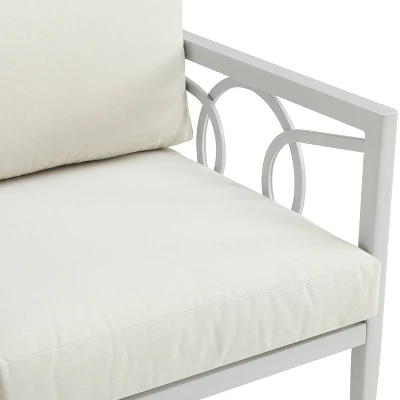 Ashford 2pk Outdoor Metal Arm Chairs - Cream - Crosley 7 Ashford 2pk Outdoor Metal Arm Chairs - Cream - Crosley - Image 7