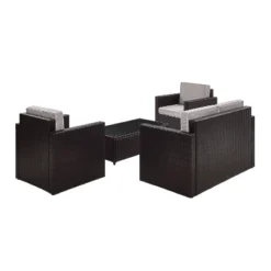 Palm Harbor 4pc Outdoor Wicker Conversation Set - Gray - Crosley -Crosley Sales Store GUEST fe5b09c8 6b1c 4276 b6ba 2153db2f5b42