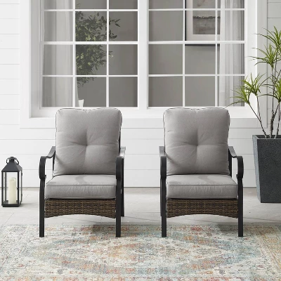 2pk Dahlia Outdoor Steel Arm Chairs Taupe/Matte Black - Crosley 2 2pk Dahlia Outdoor Steel Arm Chairs Taupe/Matte Black - Crosley - Image 2