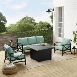 Kaplan 5pc Outdoor Sofa Set With Fire Table - Mist - Crosley -Crosley Sales Store GUEST fec4d3f7 b704 4af8 acea b981111697fd
