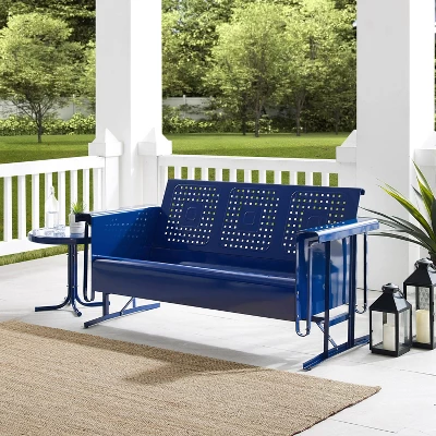 Bates Outdoor Metal Sofa Glider - Navy - Crosley 1 Bates Outdoor Metal Sofa Glider - Navy - Crosley